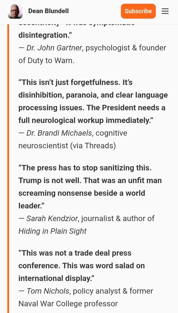 Fake quote from me on Dean Blundell substack