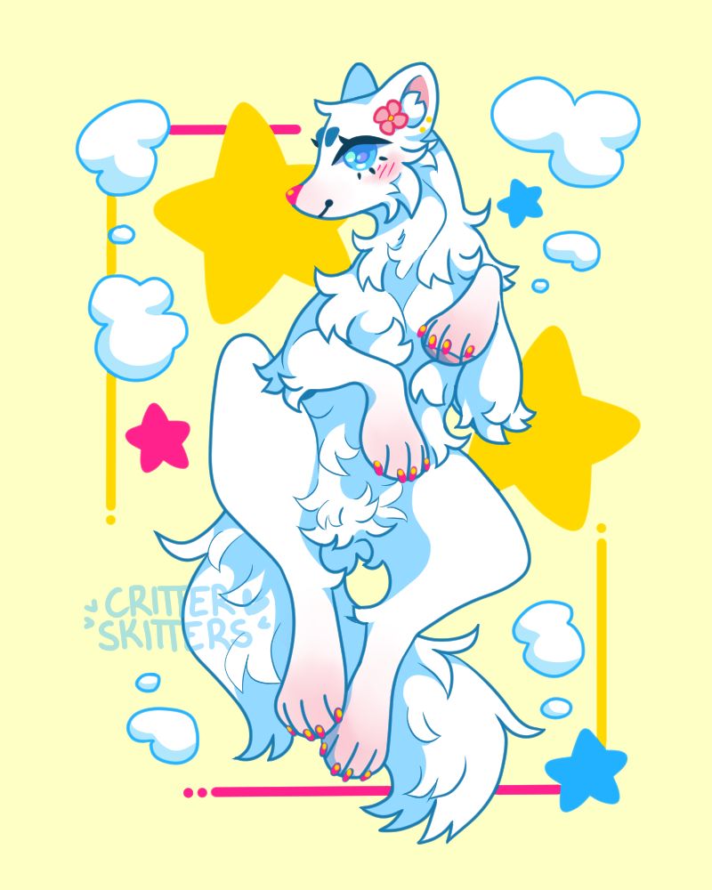 A mini illustration of a dog creature.