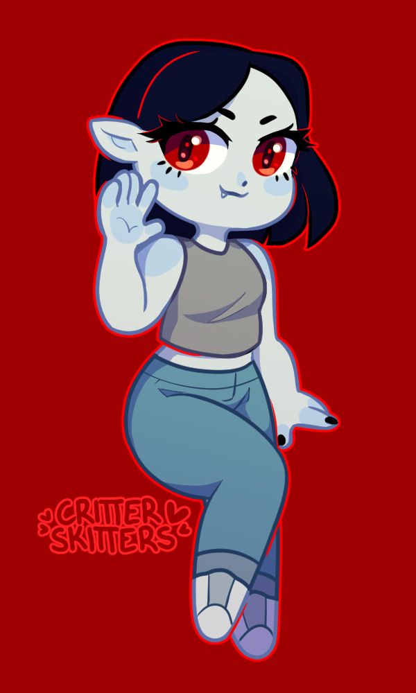 A chibi style illustration of Marceline the Vampire Queen from Adventure Time.