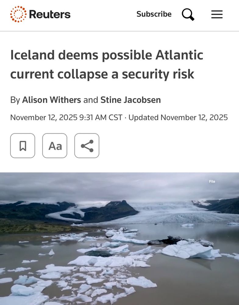 Screenshot of the linked article. The photo is of a somewhat icy shoreline 