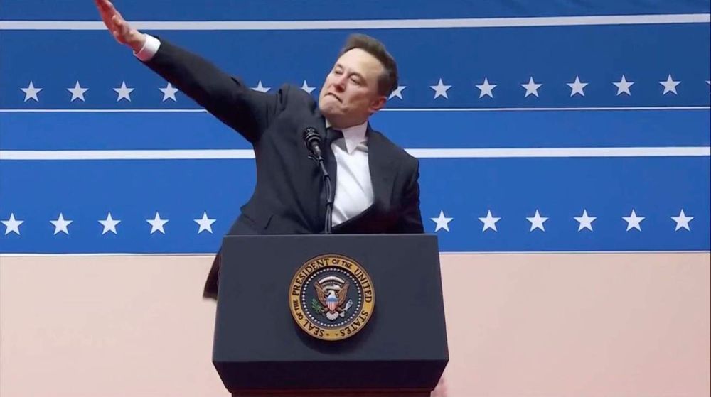 Elon Musk making the Nazi salute at the inauguration of his ex-BFF Trump.
