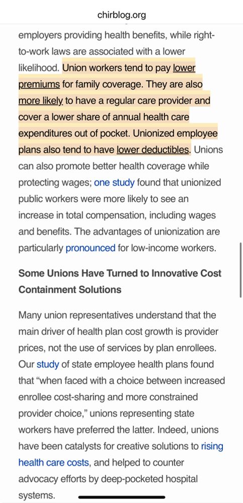 Screenshot unions and health insurance 