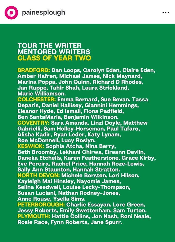 List of names of Tour the Writer Year 2 mentored writers in Bradford, Colchester, Coventry, Keswick, North Devon, Peterborough & Plymouth.