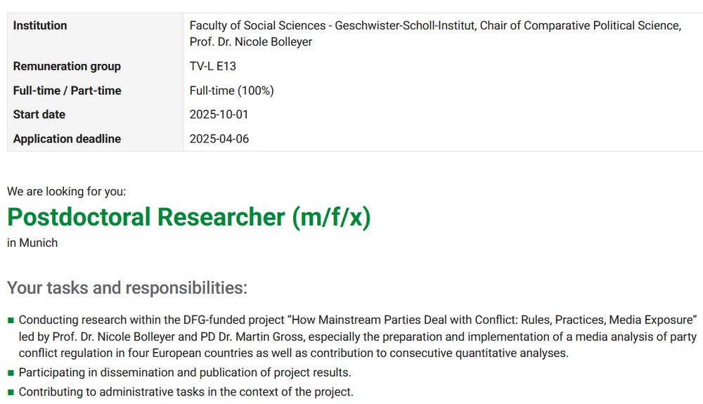 Job ad for a postdoctoral position at LMU Munich.