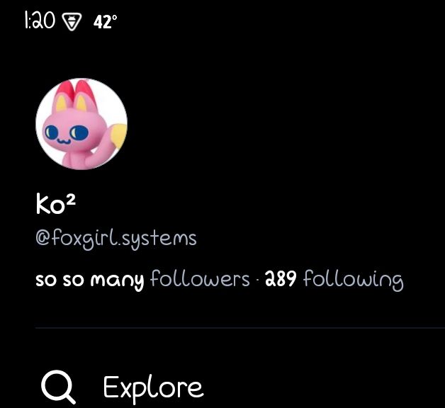 bsky app side drawer, follower count is replaced with "so so many"