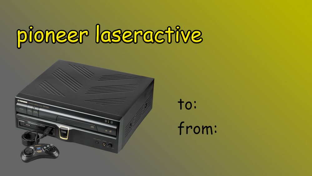 valentines day card, showing a pioneer laseractive and the caption "pioneer laseractive"