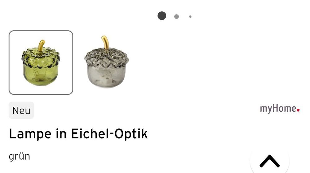 Ausschnitt eines Angebotes "Lampe in Eichel-Optik"
