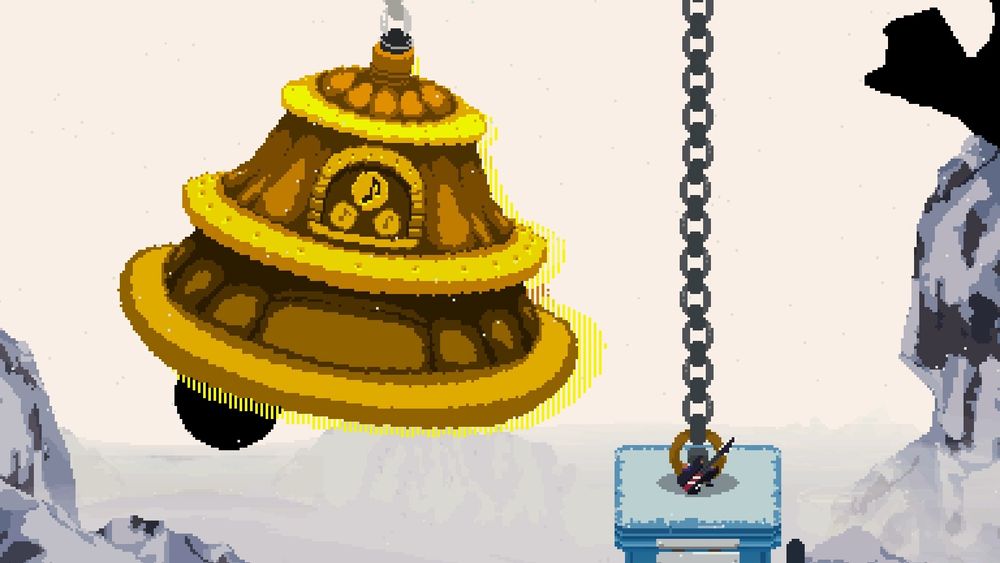 Screenshot of Fretless where the player activate a enormous bell