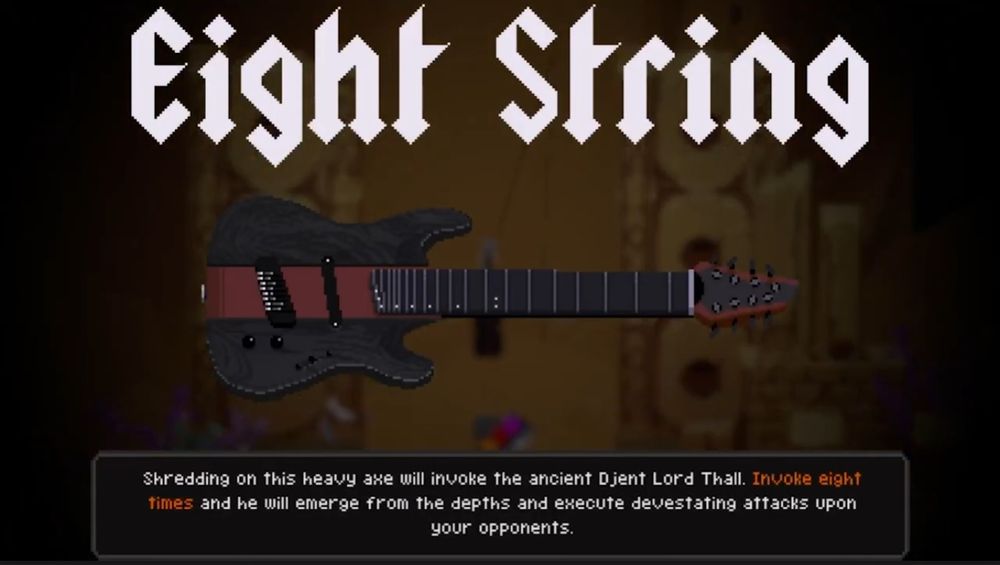 Screenshot of Fretless showing the 8 string guitar