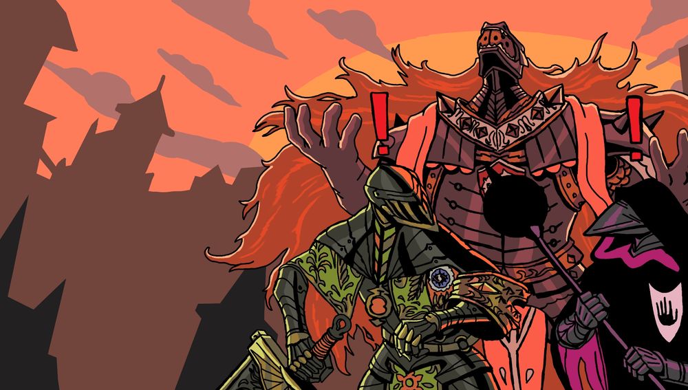 Crown Gambit thumbnail depicting the three paladins' mentors.