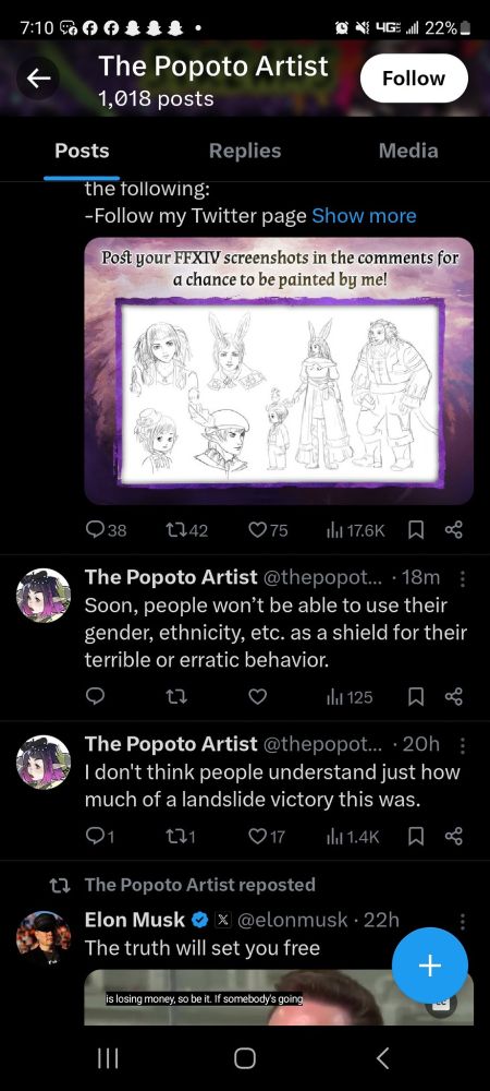 Various tweets and retweets of right wing ideology. 