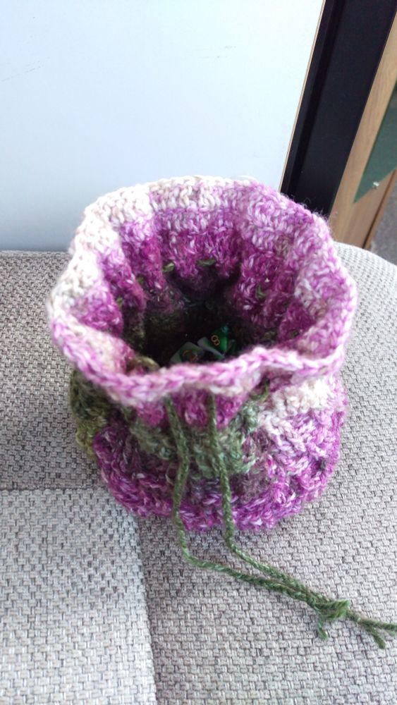 The same dice bag open to show the inside.