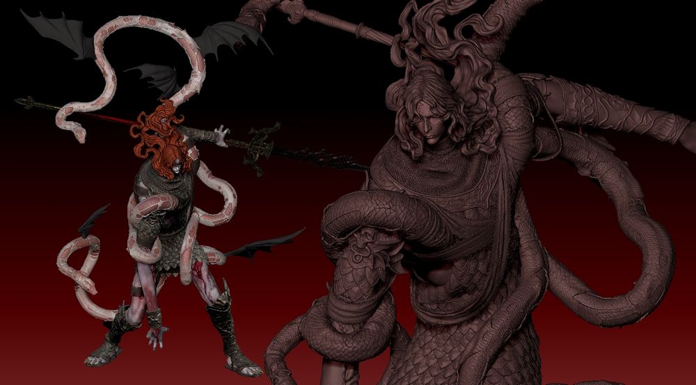 A screenshot of Base Serpent Messmer 3D-modeled in Zbrush