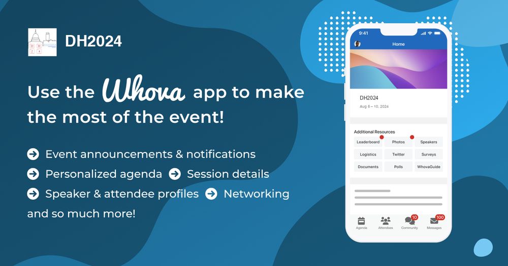 Use the Whova app to make the most of the event! Event announcements & notifications, personalized agenda, session details, speaker & attendee profiles, networking and so much more!