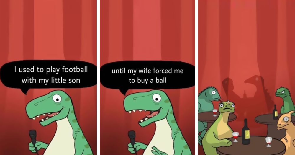 I Created A Dino Standup Comedian That Is On A Mission To Spread Bad Jokes And Puns (30 Pics)