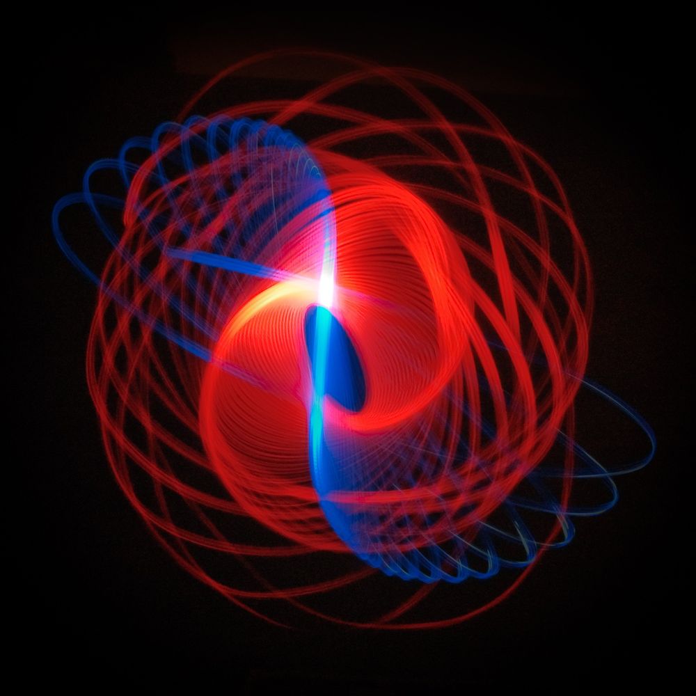 Red and blue circular swirling shapes