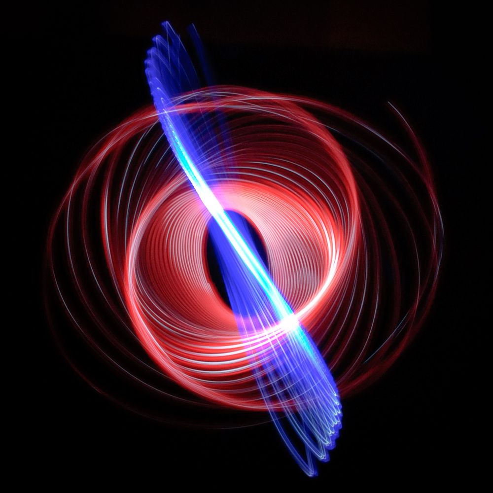 Red and blue circular swirling shapes