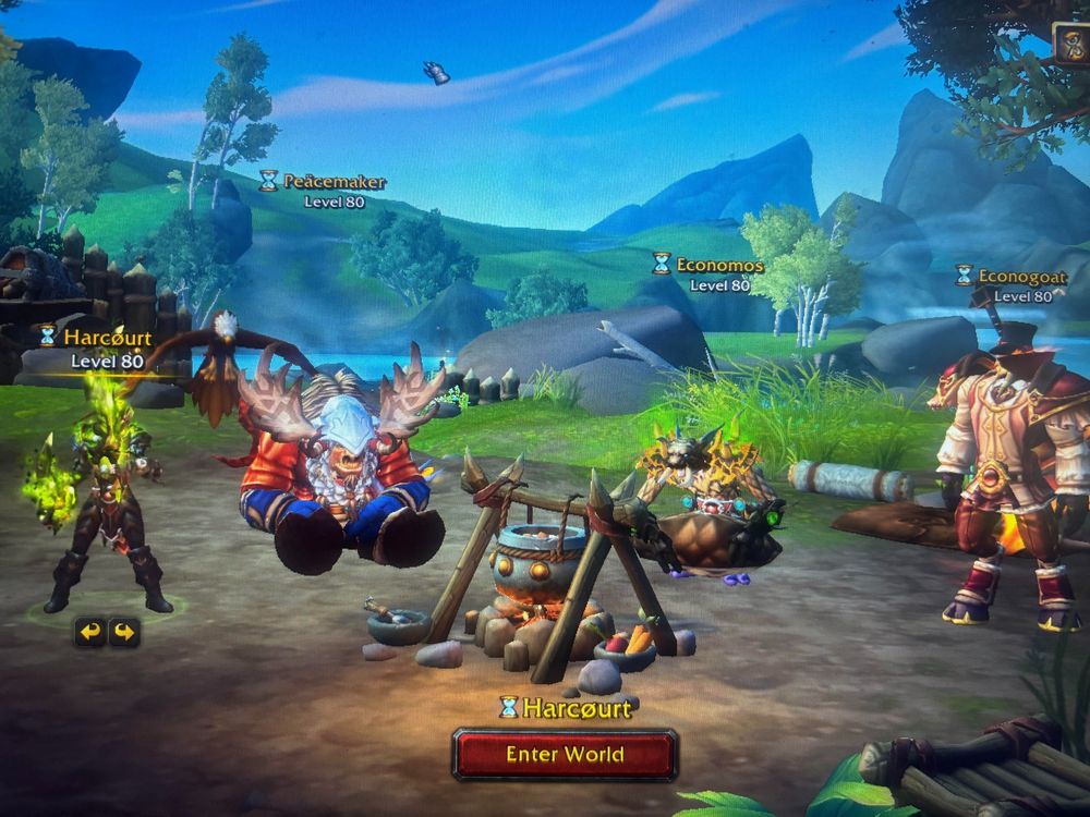 Harcourt the rogue, Peacemaker the hunter, Economos the druid, and Econogoat the warrior. 

Economos, motherfuckers.