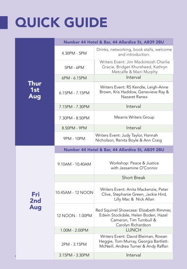 A page of the festival brochure showing event listings for 1st and 2nd August. The previous post links to the full event brochure