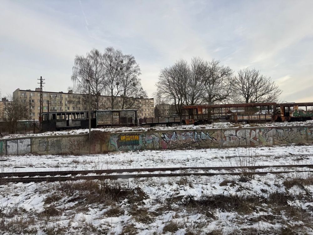 An abandoned shell of a train in Poland 