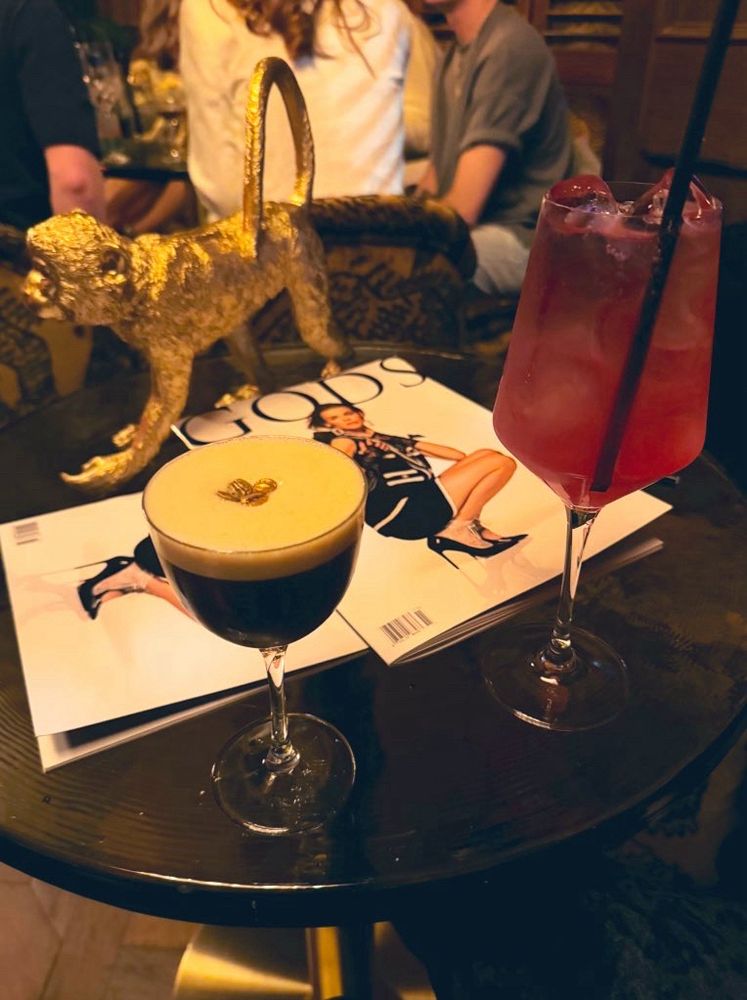 cocktails in the lounge at house of gods in Glasgow