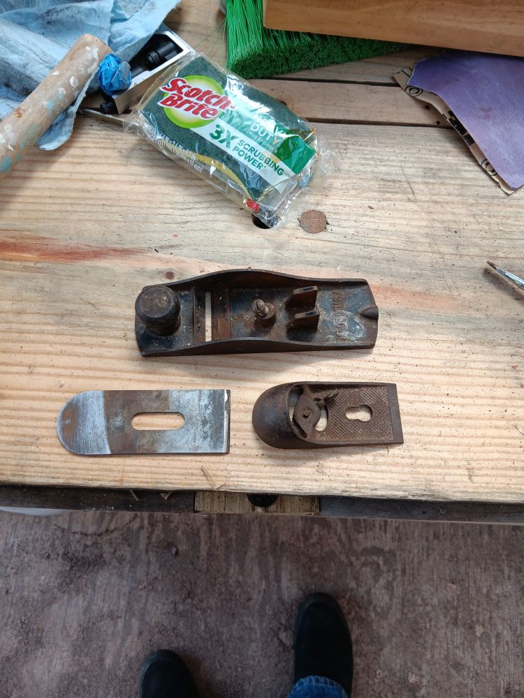 Today's view of block plane before restoration, minus a bit of work on the blade.