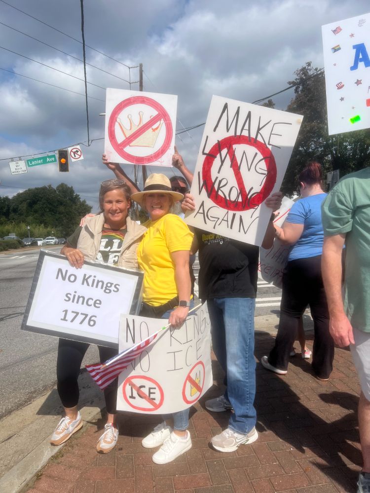 A group of protesters, for No Kings Day