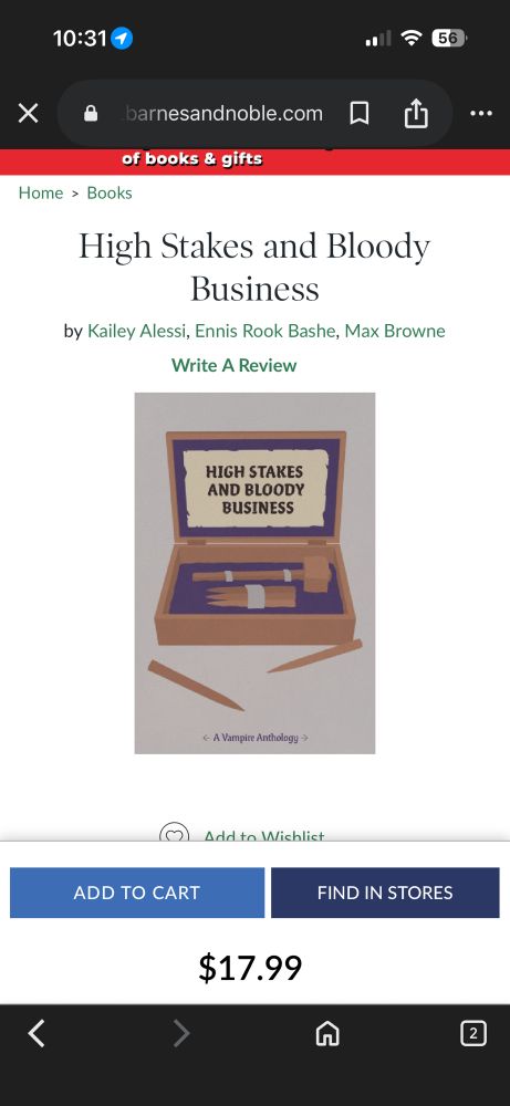 Screen shot of the “High Stakes and Bloody Business” anthology 