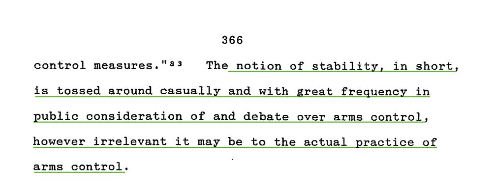 “The notion of stability, in short, is tossed around casually and with great frequency in public consideration of and debate over arms control, however irrelevant it may be to the actual practice of arms control.”