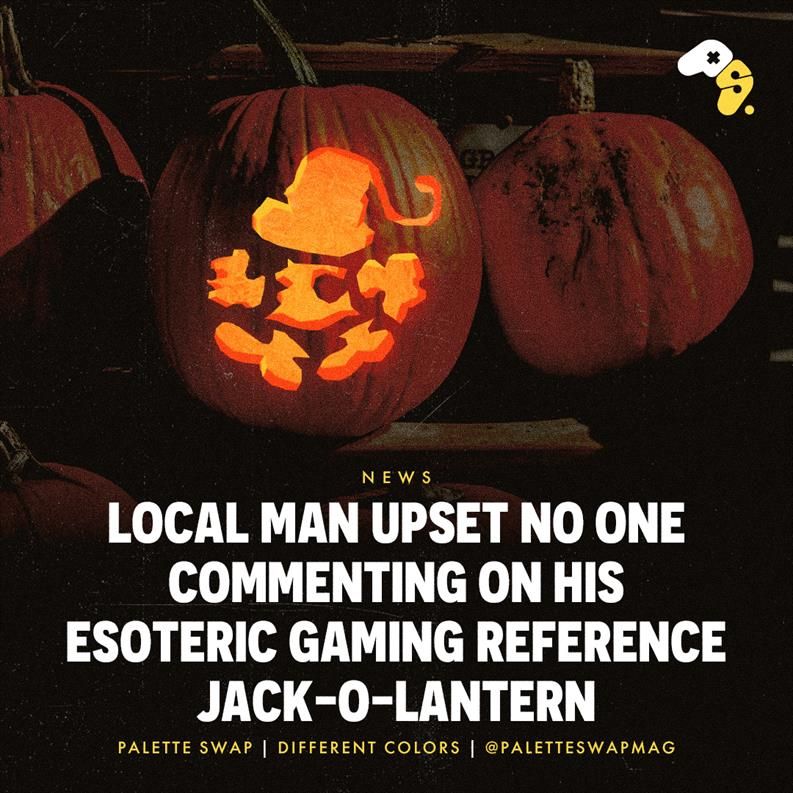 A jack-o-lantern featuring the key art from the game Moon.
HEADLINE: Local Man Upset No One Commenting on His Esoteric Gaming Reference Jack-o-lantern.