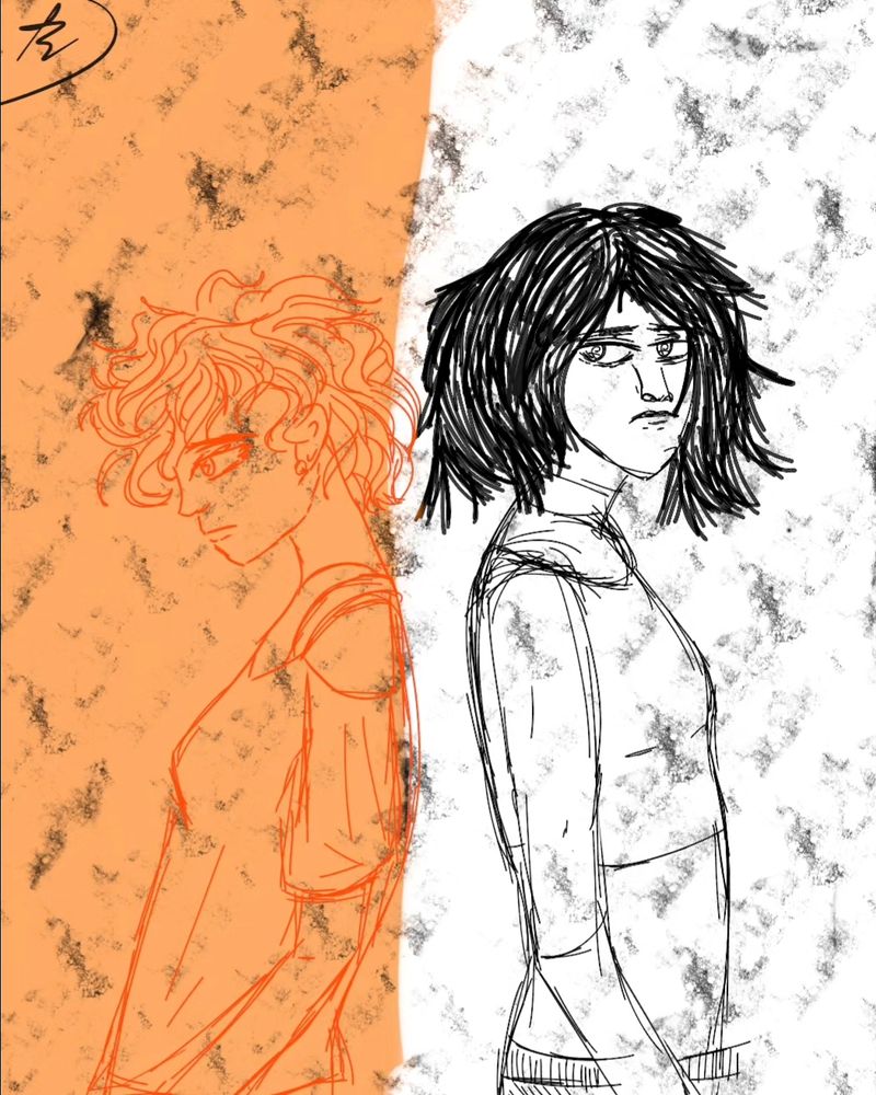 My characters, Terra (left) and Specter (right), are facing different directions from each other.