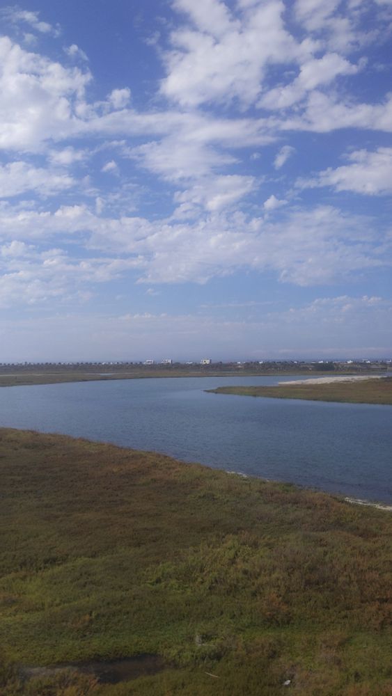 Los penasquitos lagoon , beautiful blue skies with clouds, estuary and brackish backwaters