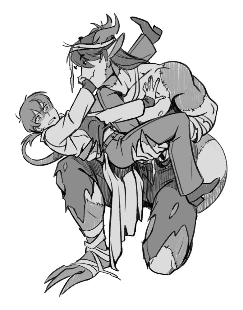 OCs Emmett and Dragon as Dr. Viktor Frankenstein and His Monster, respectively