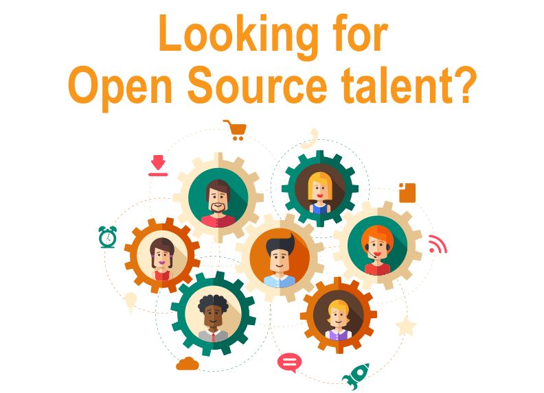 (illustration of different people in cogs) Looking for open source talent?