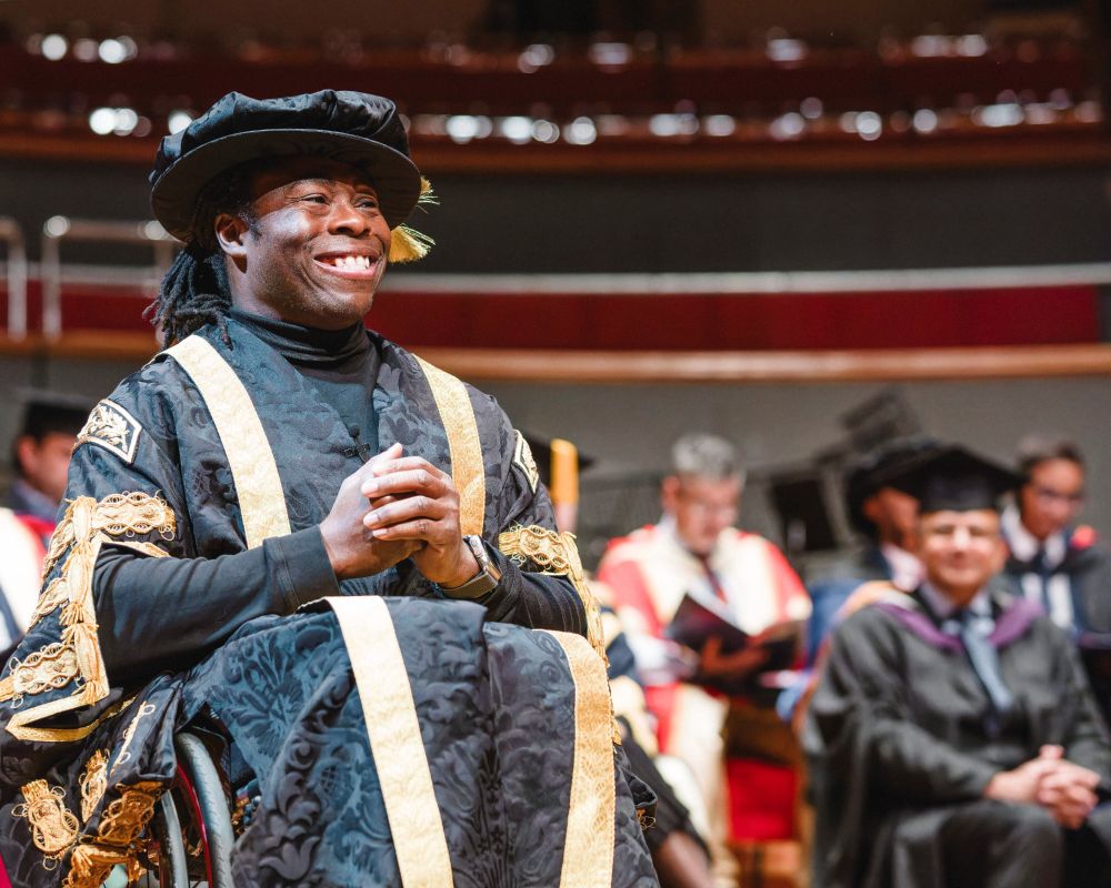 Ade Adepitan at his first BCU graduation ceremony