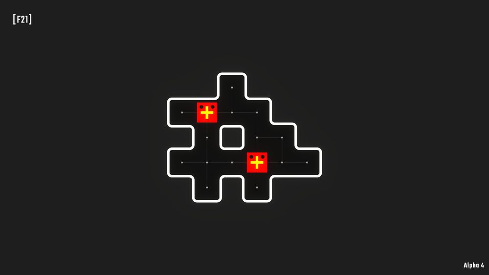 Screenshot of a relatively simple level with two snakes and no fruits.