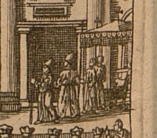 Detail of a frontispiece (vd17 3:602997Q) showing likely two Swiss Guards.