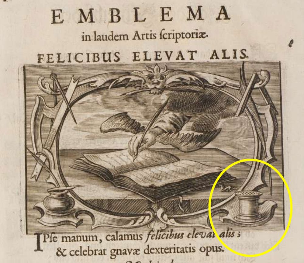 The highlighted image with a detail: the pounce pot in the right corner. 
