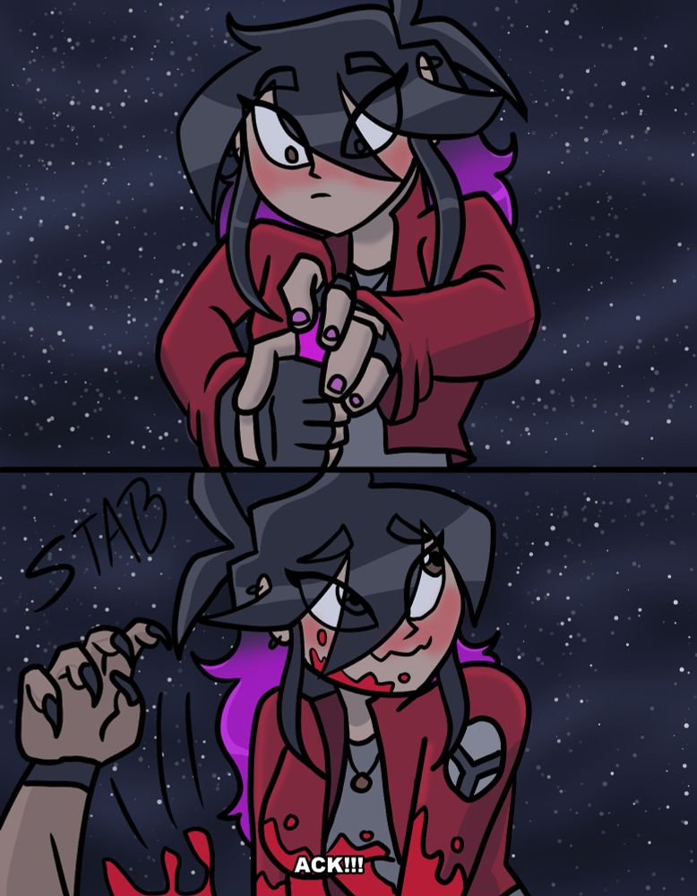 the follow through of the image in which victoria gets incredibly flustered and stabs diem anyway as she looks away blushing smile on her face. Diem can't die, so he's fine.