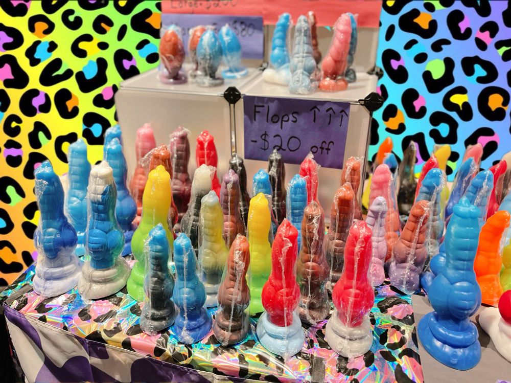 Table covered in dildos!