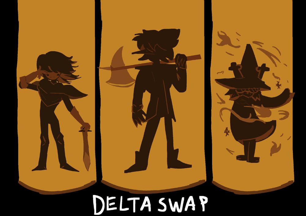 Deltarune opening cutscene. Underswap, Deltaswap. 
Vessel as Kris, Berdly as Susie and Noelle as Ralsei