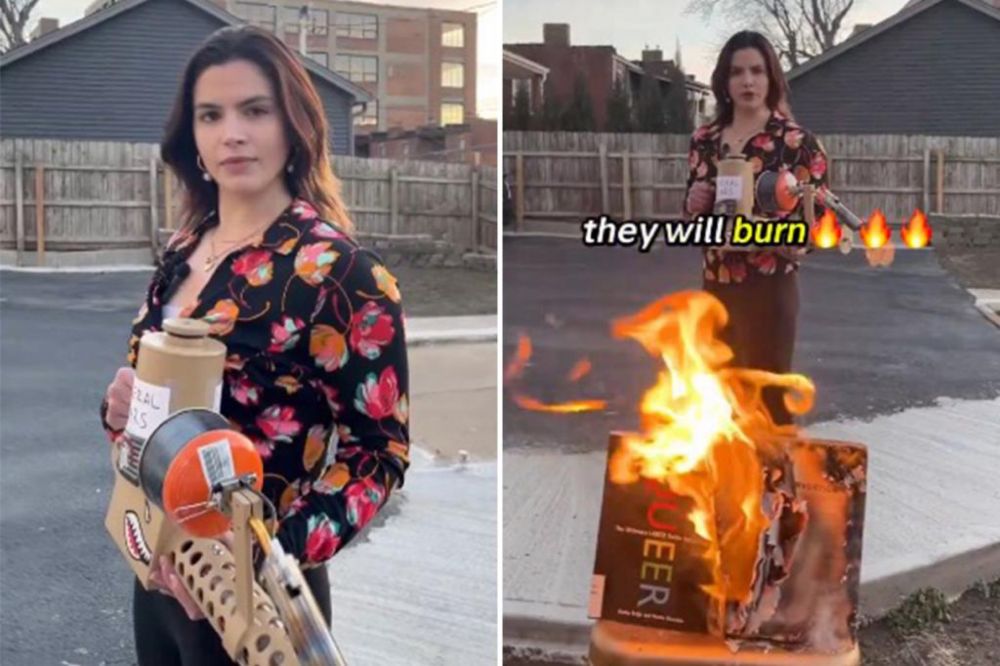 Missouri GOP candidate torches LGBTQ books with flamethrower: video