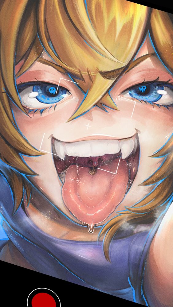 ( Vore / Sizedifference )
Ocean holding her phone camera as she records how she swallows up tiny Cali