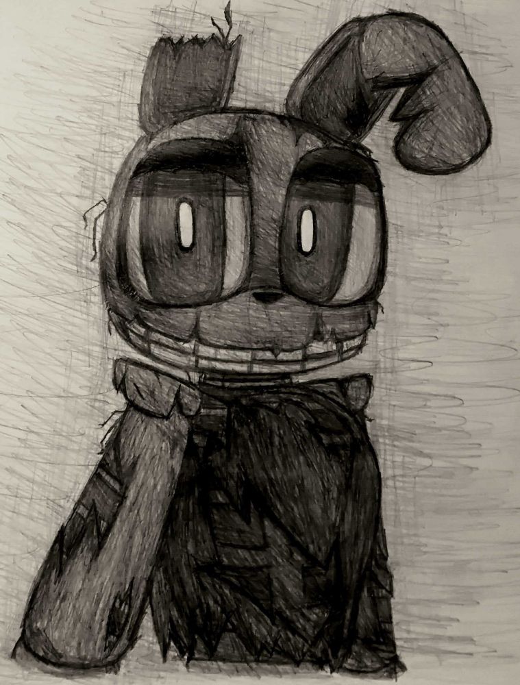 traditional halfbody drawing of springtrap