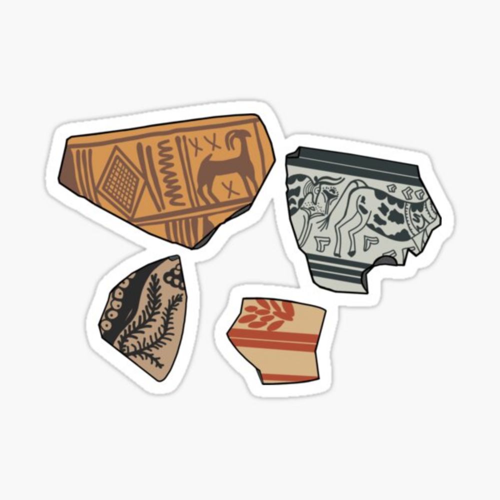 "Pretty Pottery Sherds/Ancient Pottery Fragments" Sticker for Sale by Trowel-Tales