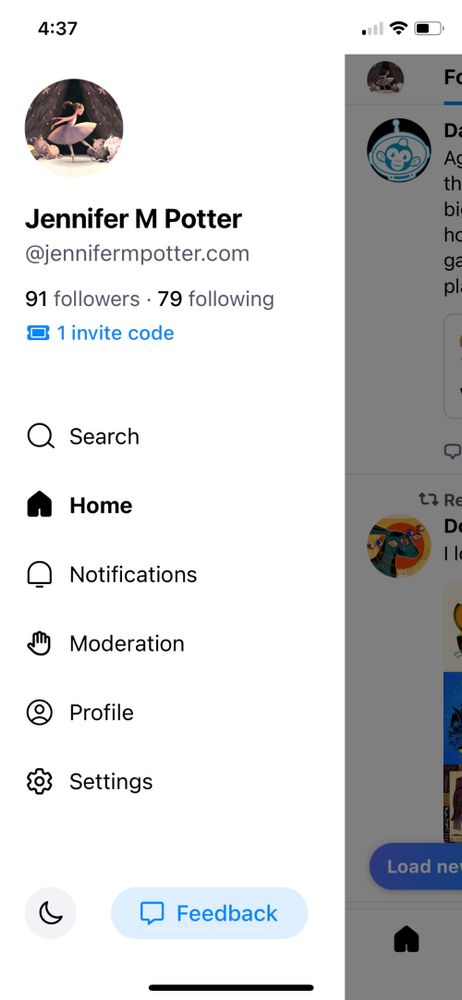 Screen shot showing invite code placement 