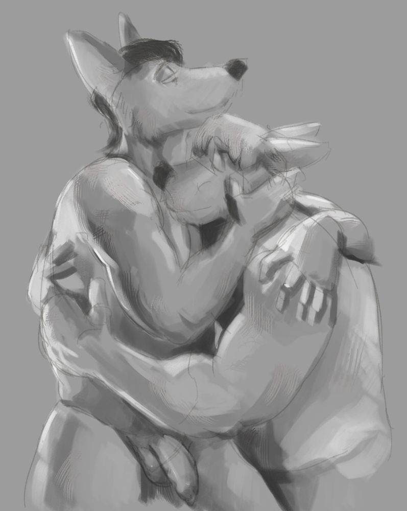 Heinrich and Sidney holding one another in an embrace
