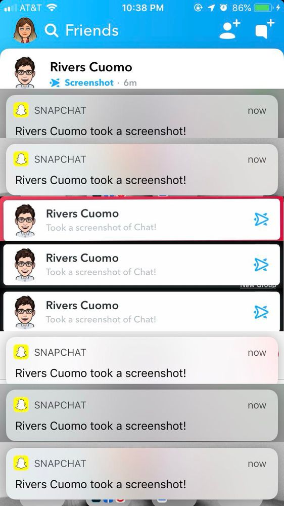 Rivers Cuomo took some screenshots of our chat on Snapchat 