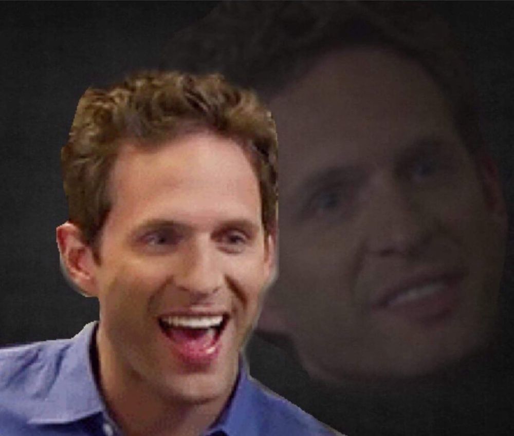Dennis Reynolds laughing, but not internally 
