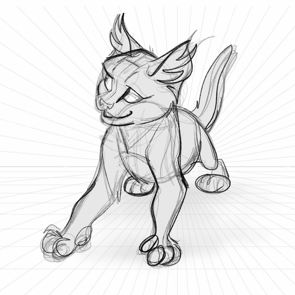 Rough Illustration/ Character design of Mantis the Chimera cat.